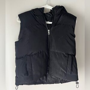 Charlotte Russe Black Puffer Vest with Hood